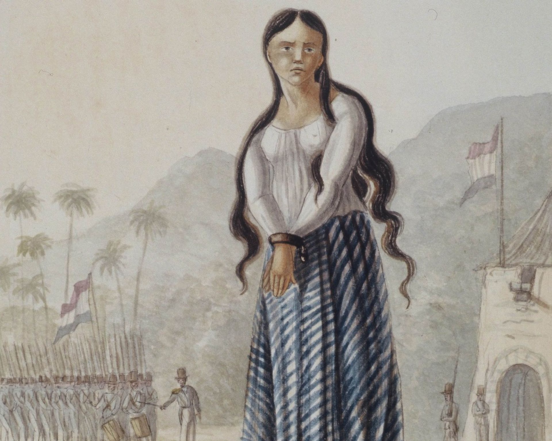 In het Erfgoedcentrum in Rozet vind je twee tekeningetjes van een bijzondere vrouw. Haar naam is Martha Christina Tiahahu. In Indonesi� is ze een grote held!�
Een Indonesische held in het Erfgoedcentrum? Wat kunnen Arnhem en Indonesi� met elkaar te maken hebben?